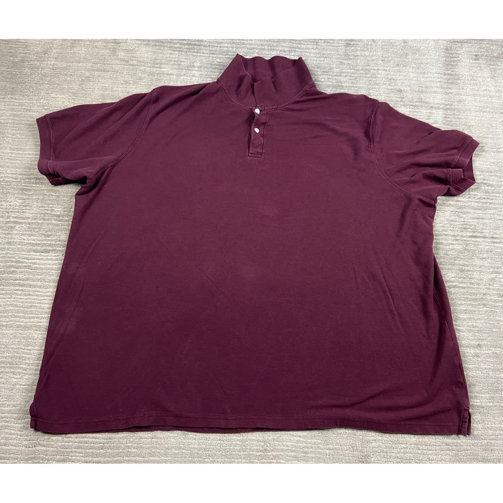 Harbor Bay Polo Mens 7X Burgundy Short Sleeve Mock Neck Cotton Solid Big & Tall